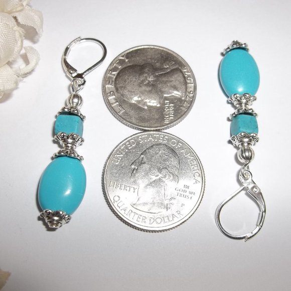 Cute Turquoise Blue Earrings Set Southwestern 6197 - Picture 3 of 6
